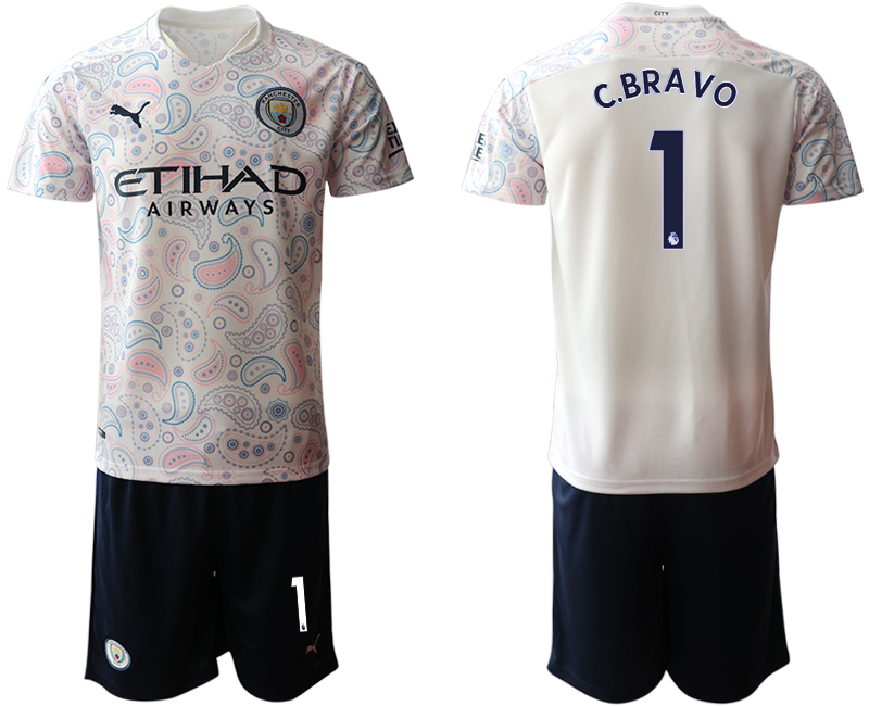 Men 2020-2021 club Manchester City away #1 white Soccer Jerseys->manchester city jersey->Soccer Club Jersey